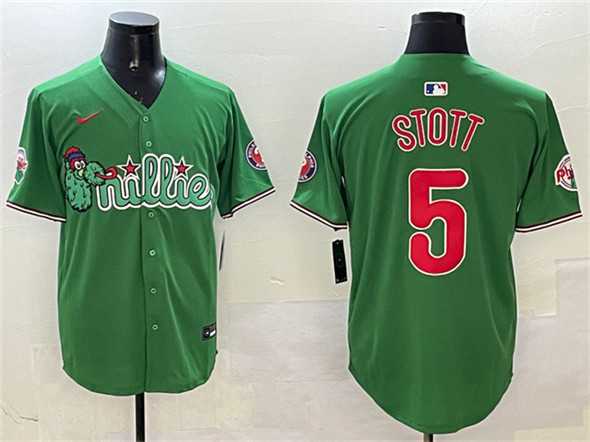 Mens Philadelphia Phillies #5 Bryson Stott Green Phanatic Limited Stitched Jersey